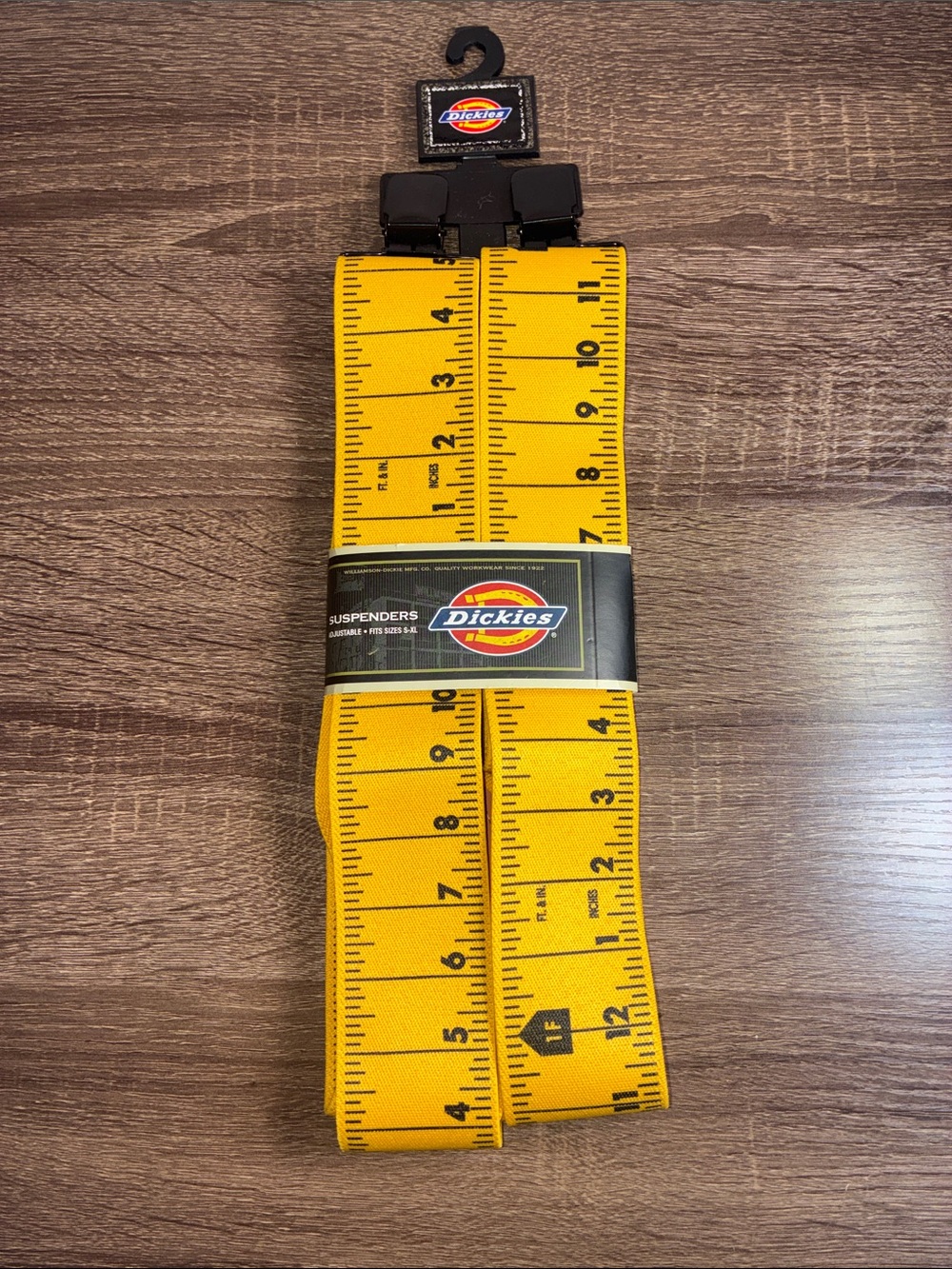 NWT OSFA Dickies Yellow Tape-Measure Print Suspenders